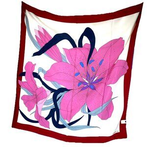 NOS w tag Vintage Gres 1 Rue De La Paix Paris Silk Hand Printed Scarf Red